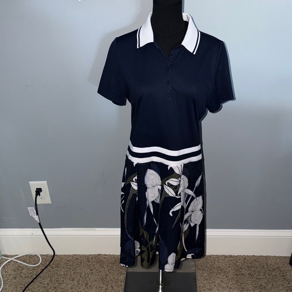 Lady Hagen Dresses & Skirts - Lady Hagen Navy and White Midi Dress